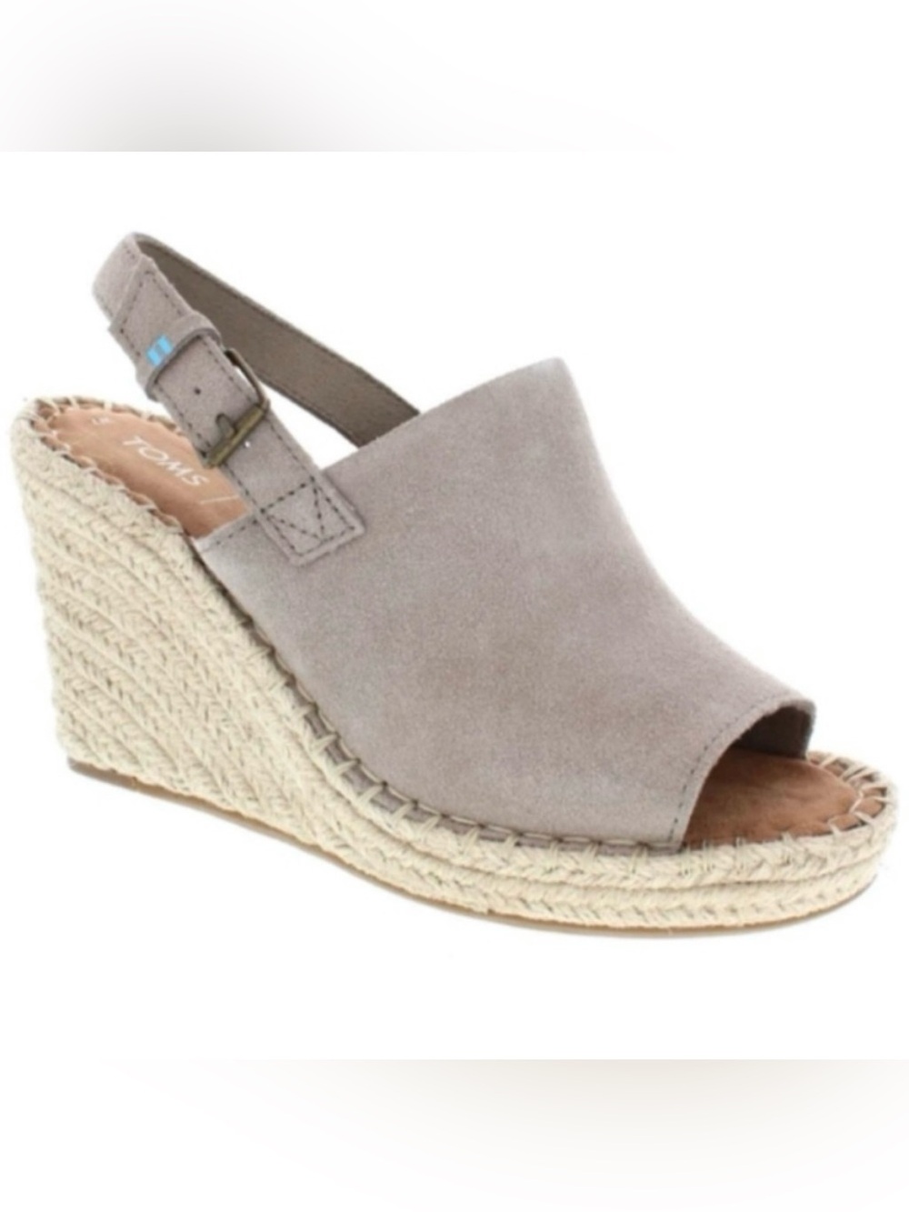 TOMS Monica Wedge Espadrille Sandals Desert Taupe Suede Size 9.5 M